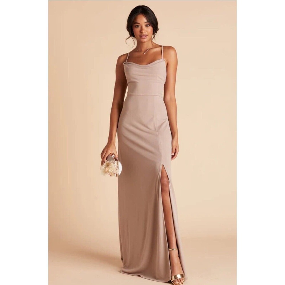 Birdy‎ Grey Ash Dress Crepe Taupe Bridesmaids Dress Size Small